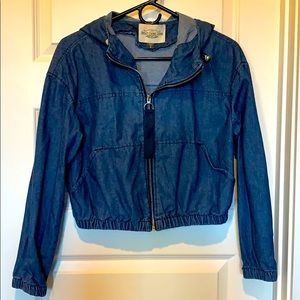 Hooded denim crop top jacket